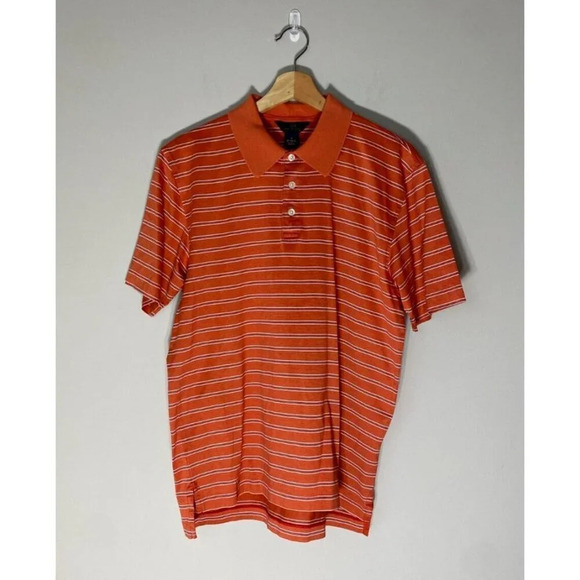 Brooks Brothers 346 Mens Medium Striped Original Fit Short Sleeve Polo in Orange - Picture 1 of 16